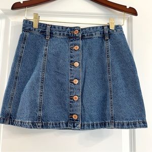 Forever 21 Denim Button Front Mini Skirt Size 27 waist